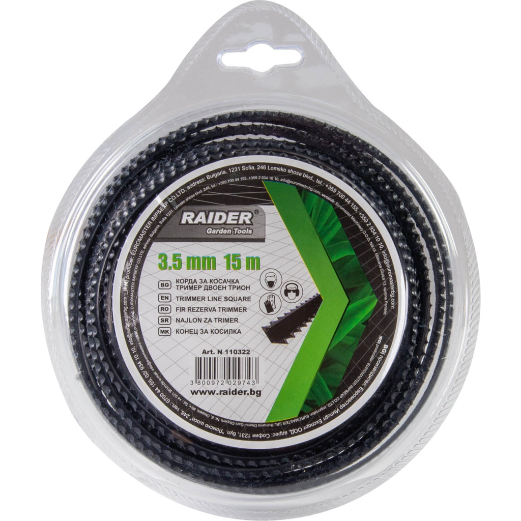 Raider Accessories Fir pentru motocoasa ø3.5mm х 1.5m dinte fierastrau negru