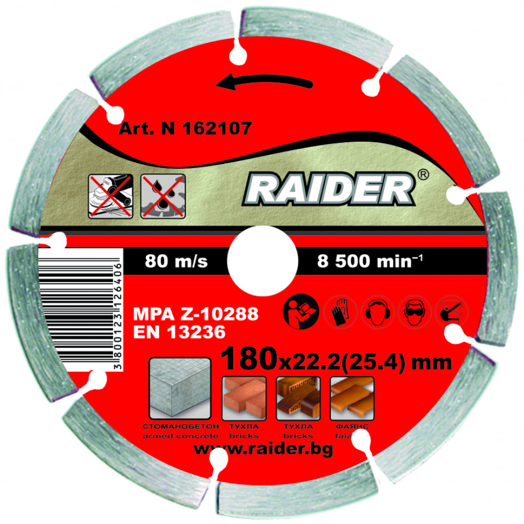 Raider Accessories Disc diamantat segmentat DRY 180x22.2mm RD-DD03
