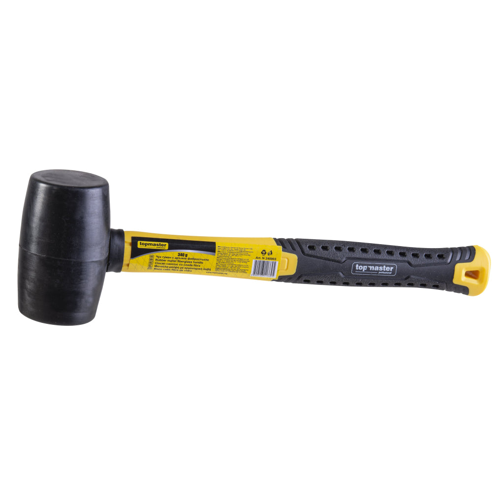 Top Master Pro Ciocan cauciuc negru cu maner fibra 340g TMP