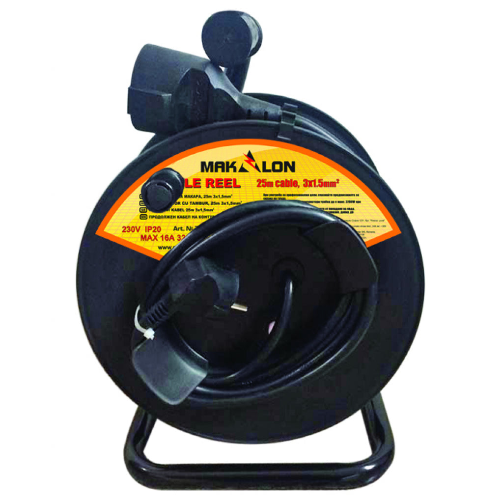 Makalon Tambur cu cablu 25m 1.5mm2 cu protectie termica MK