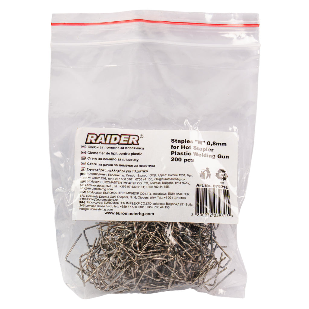 Raider Accessories Set 200 capse W x 0.8mm pentru aparat lipit plastic