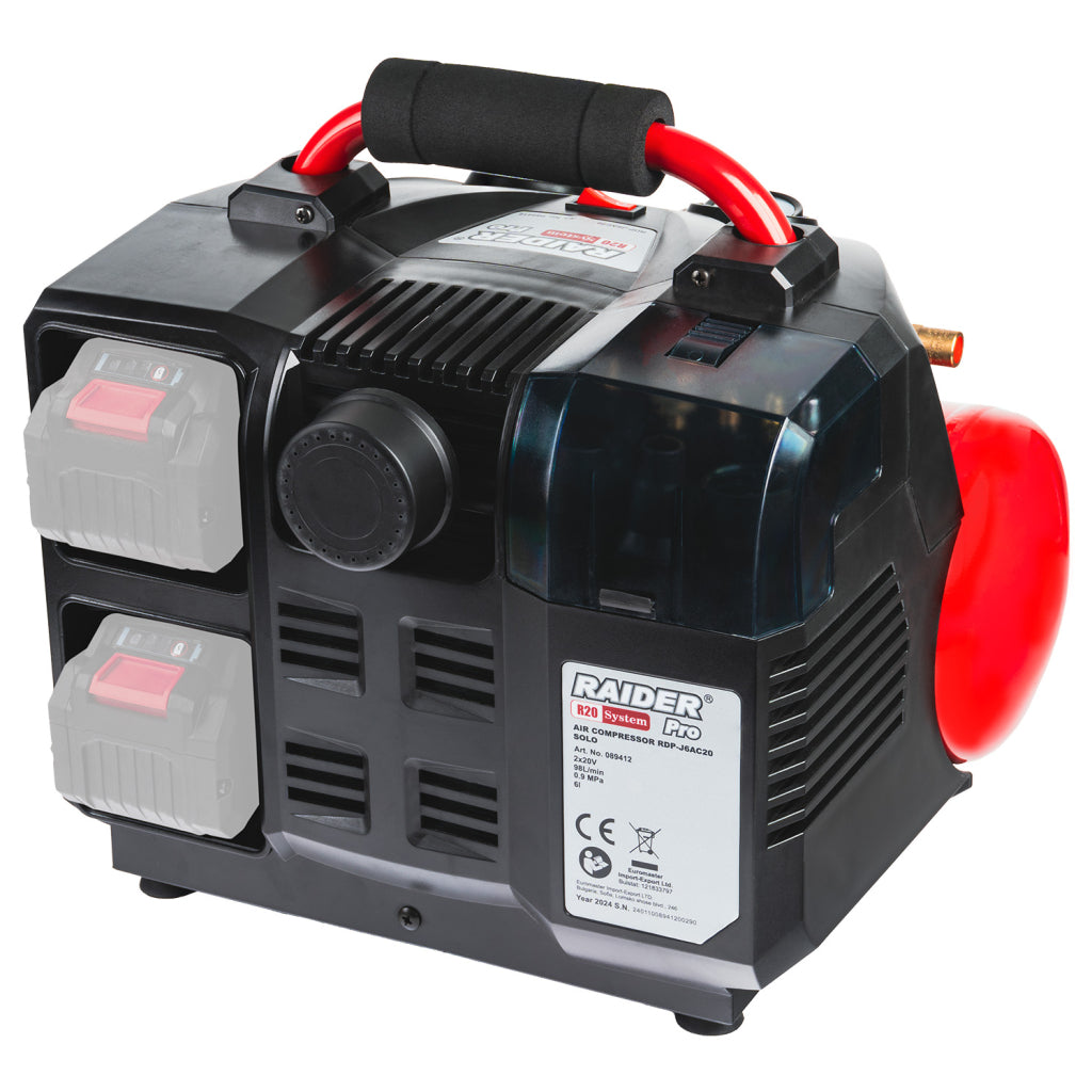 Raider R20 Compresor aer 40V cu butelie de 6L 98L/min 9bar SOLO RDP-J6AC20