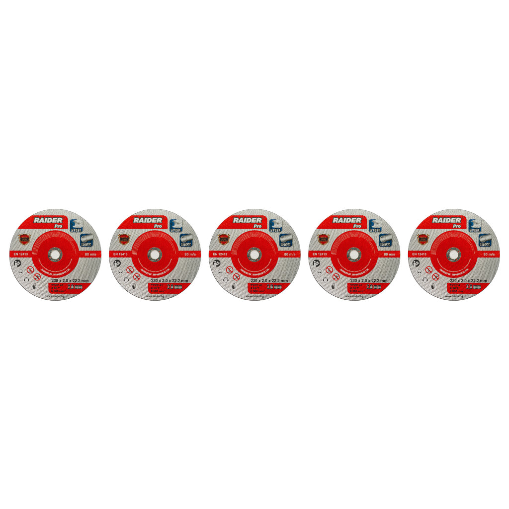 Raider Set 5 discuri pentru taiat otel-inox 230х2mm A60T RDP