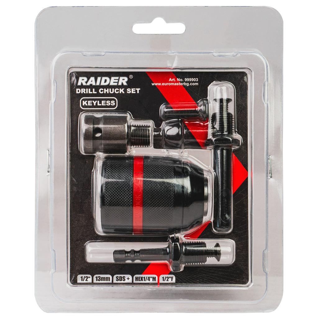 Raider Accessories Mandrina rapida metal ½"13mm SDS+HEX¼"M patrat ½"F