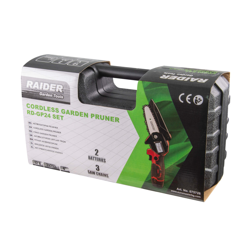 Raider Fierastrau cu lant 12V 100mm 2x2Ah valiza RD-GP24