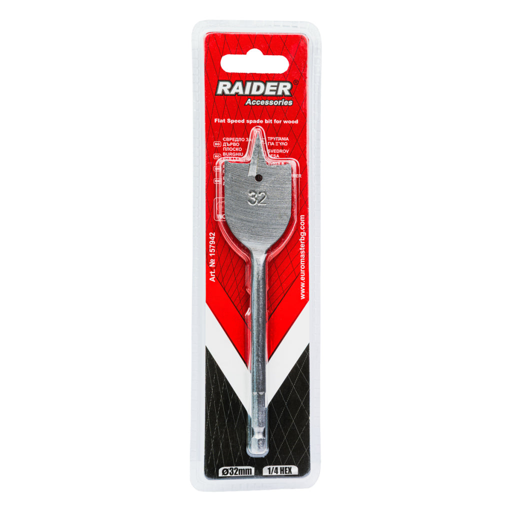 Raider Accessories Burghiu lemn plat hex ¼ ø32mm