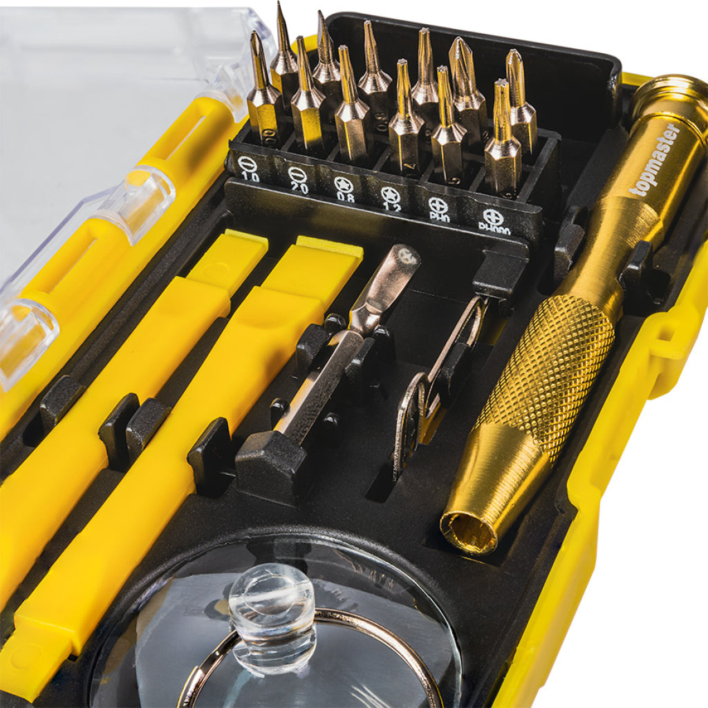 Top Master Pro Set 19 piese surubelnita precizie cu biti magnetici ¼" TMP