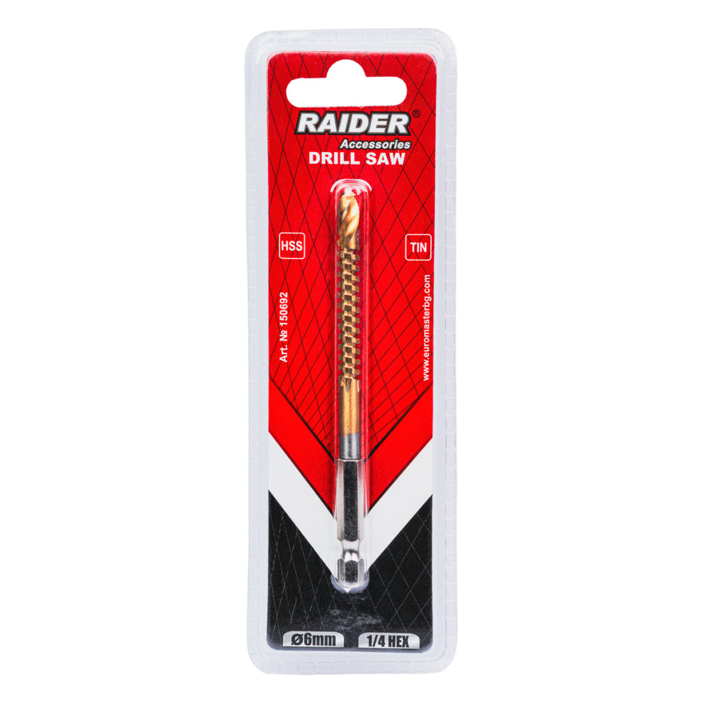 Raider Accessories Burghiu metal HSS+TIN 6.0mm cu freza decupat 1/4 HEX