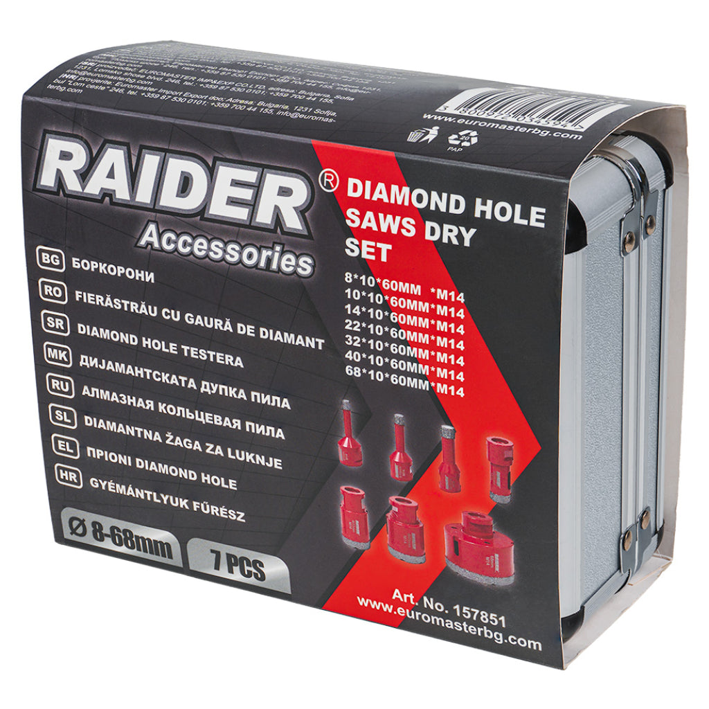Raider Accessories Set de carote diamantate dry M14 ø8-68mm AL Case