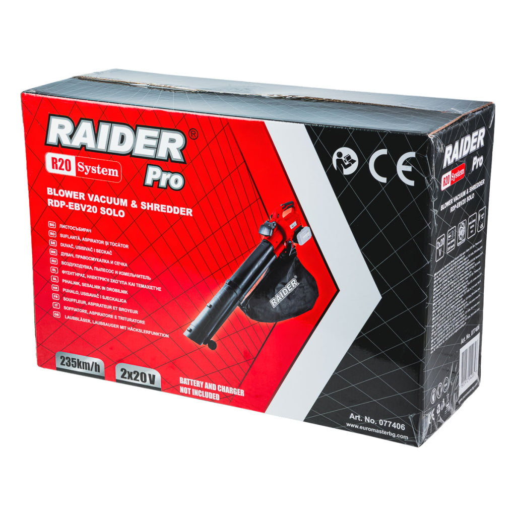 Raider Pro R20 Suflanta frunze cu tocator 40V 235km/h SOLO RDP-EBV20