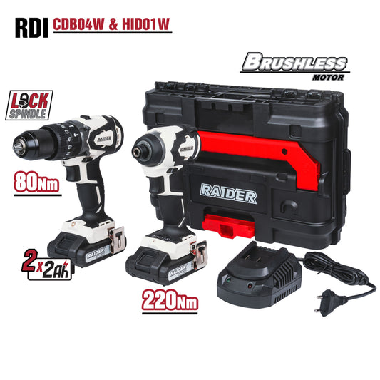 Raider Industrial Set surubelnita cu impact BL RDI-CDB04W si HID01W 2x2Ah