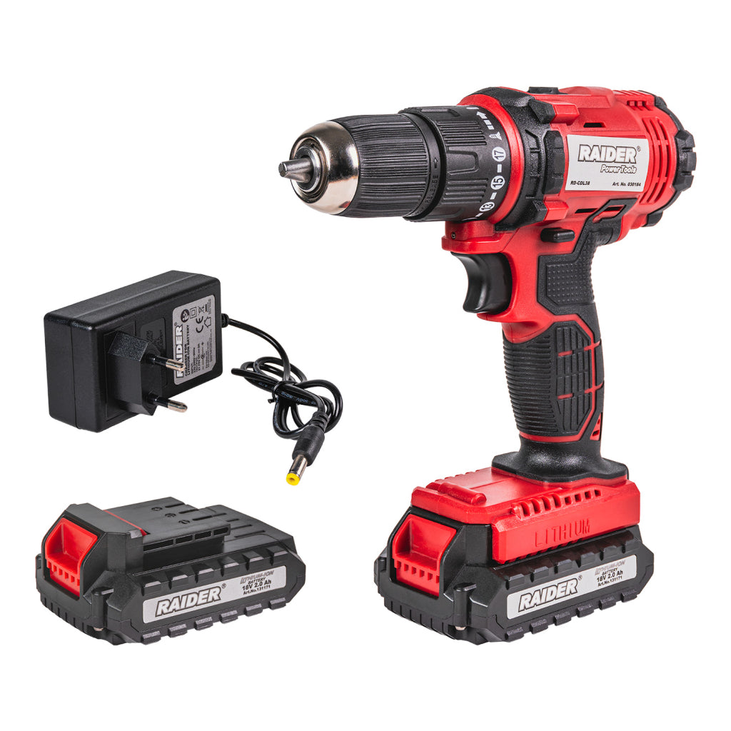 Raider Masina de gaurit cu percutie 18V 2x2Ah 30Nm RD-CDL38