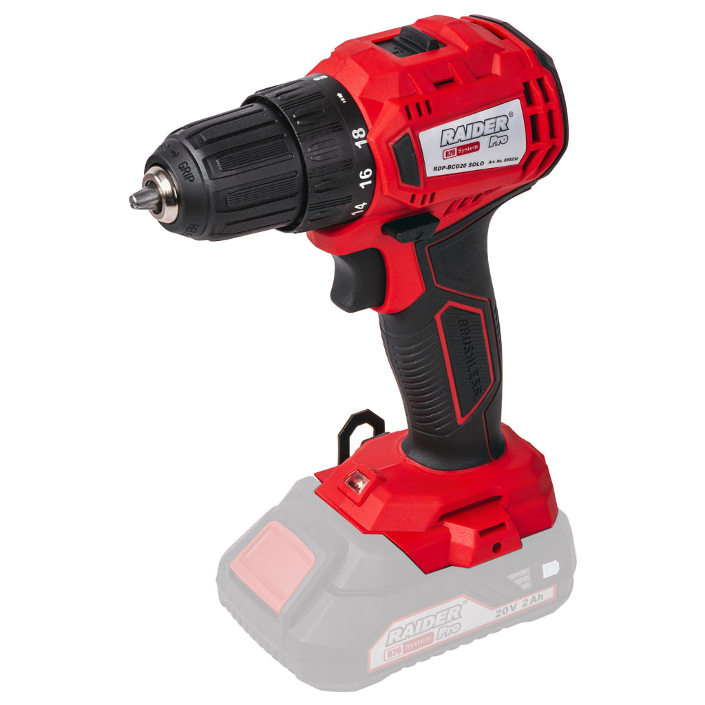 Raider R20 Masina de gaurit si insurubat 20V, SOLO, 35Nm, 10mm, RDP-BCD20 - R20 - O baterie, multe posibilitati!