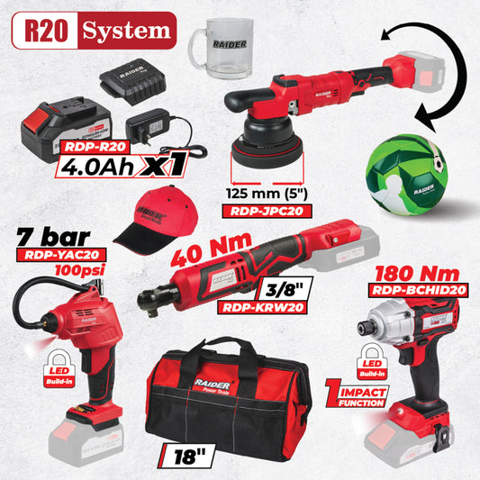 Raider Pro R20 Set 4 unelte 4Ah 3 genti RDP-BXS15