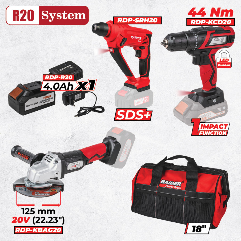 Raider Pro R20 Set 3 unelte 4Ah bag RDP-BXS13
