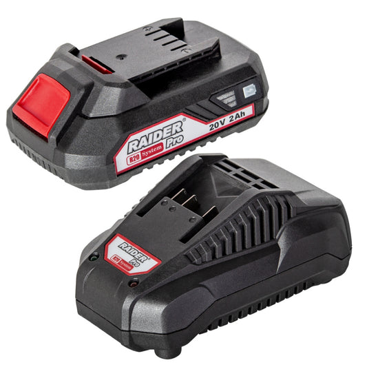 R20 Set incarcator cu baza si acumulator 20V 2Ah X1Raider
