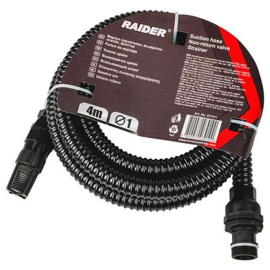 Raider Accessories Furtun de aspiratie ø1" 4m cu sita si supapa antiretur RD