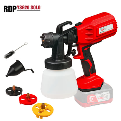 Raider R20 Pistol de vopsit 20V cu 3 duze Ø1.5-2.5mm 0.8L SOLO RDP-YSGC20
