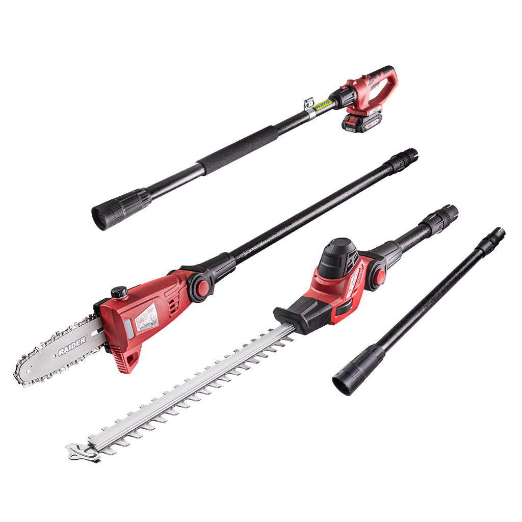 Raider R20 Fierastrau telescopic cu lant si capat gard viu 2 in 1 20V 200mm 2Ah RDP-PSHT20