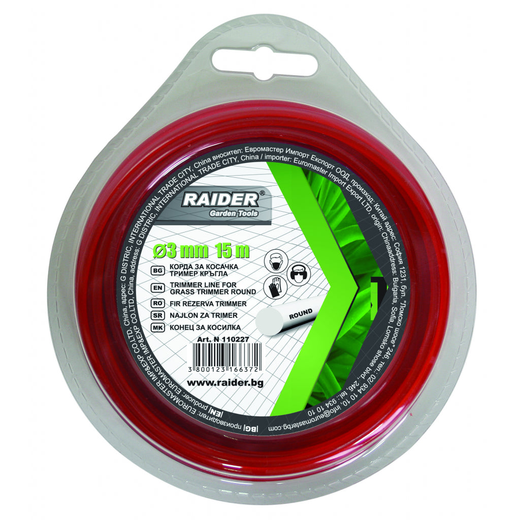 Raider Accessories Fir pentru motocoasa ø3.0mm х 1.5m rotund rosu