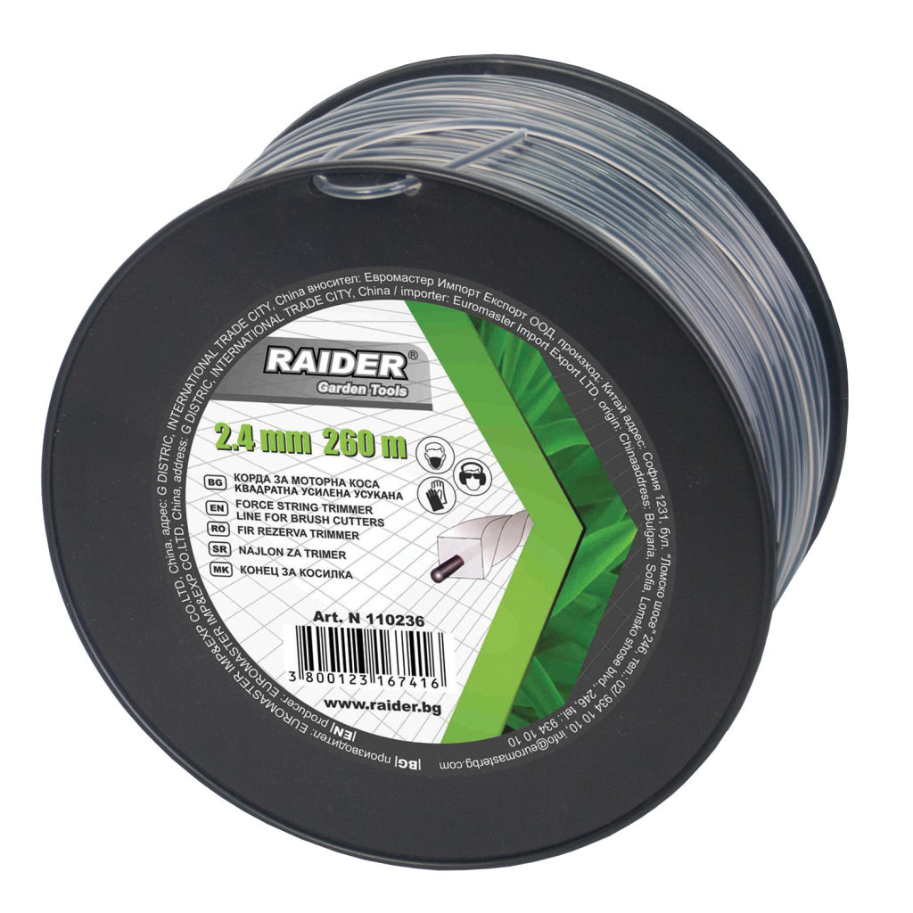 Raider Accessories Fir pentru motocoasa ø2.4mm x 260m rasucit gri