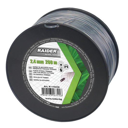 Raider Accessories Fir pentru motocoasa ø2.4mm x 260m rasucit gri