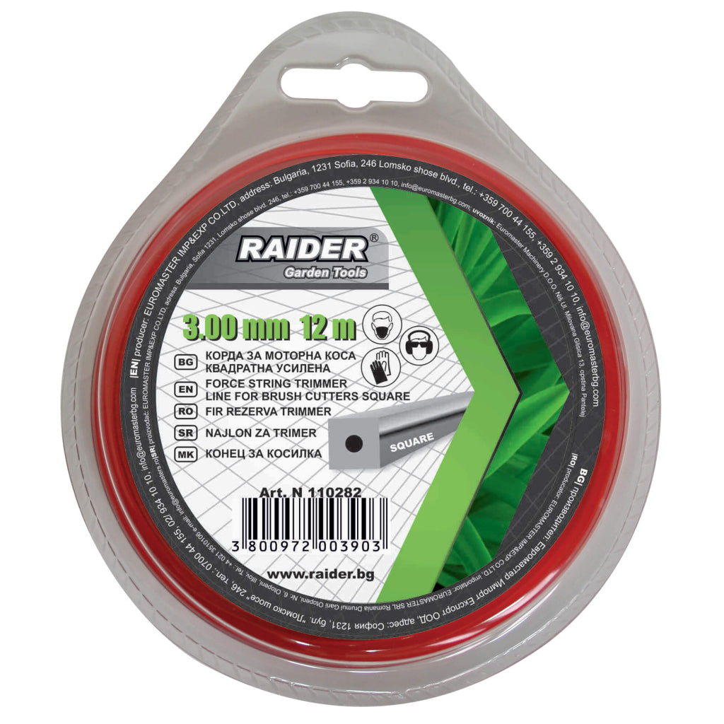 Raider Accessories Fir pentru motocoasa ø3.0mm х 1.2m patrat rosu insertie