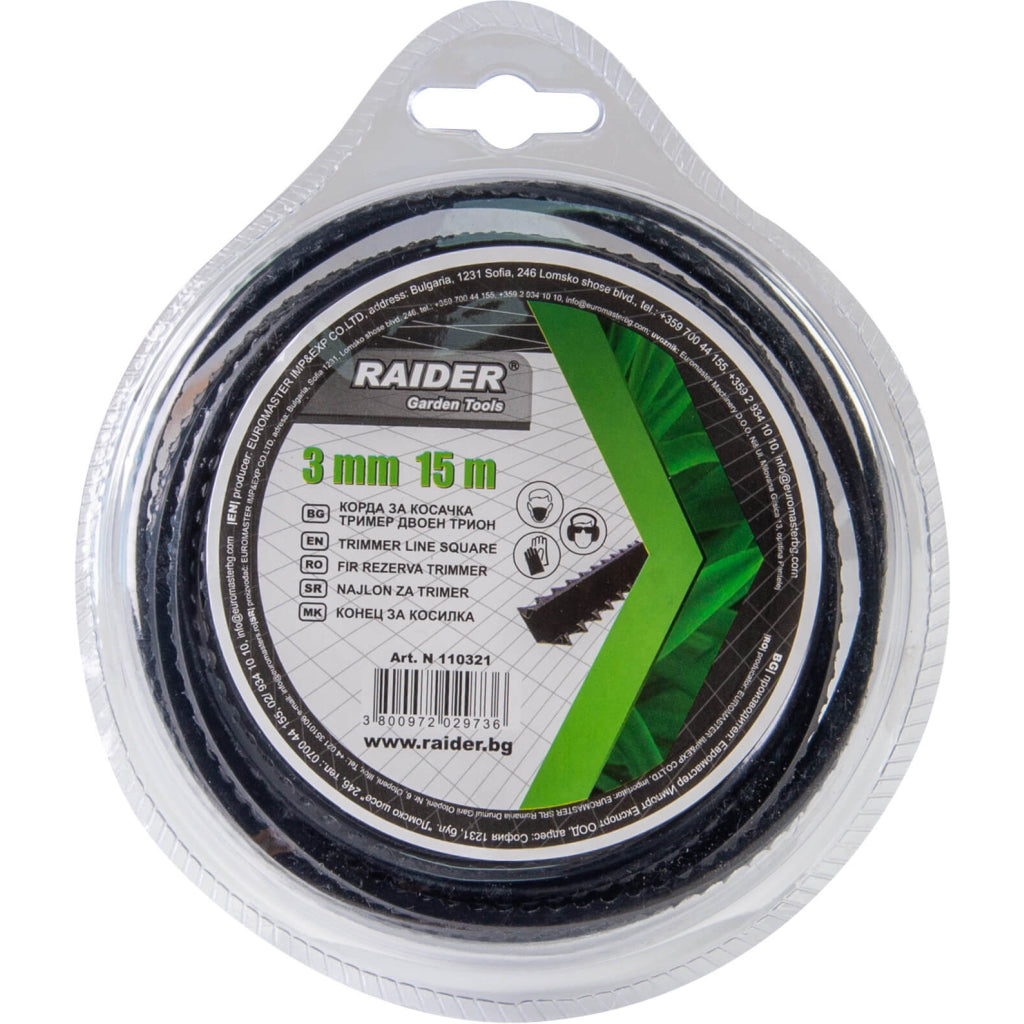 Raider Accessories Fir pentru motocoasa ø3.0mm х 1.5m dinte fierastrau negru
