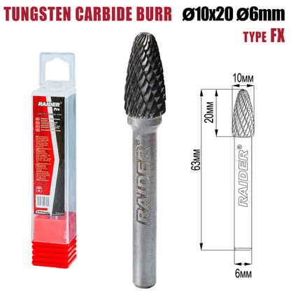 Raider Accessories Freza debavurare Tungsten Carbon tip FX ø10x20 ø6mm RDP