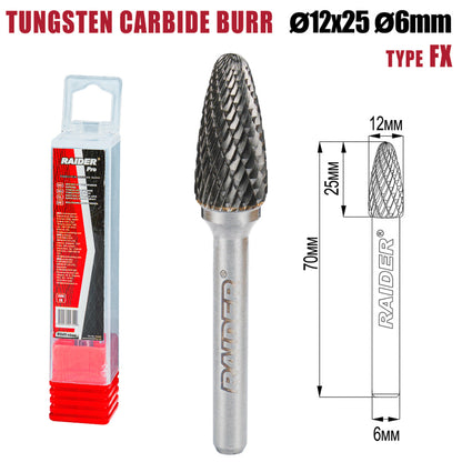 Raider Accessories Freza debavurare Tungsten Carbon tip FX ø12x25 ø6mm RDP