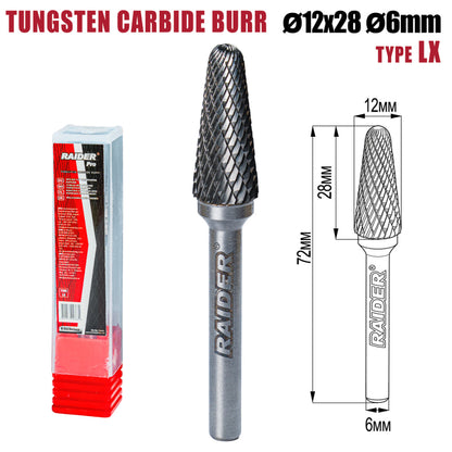 Raider Accessories Freza debavurare Tungsten Carbon tip LX ø12x28 ø6mm RDP