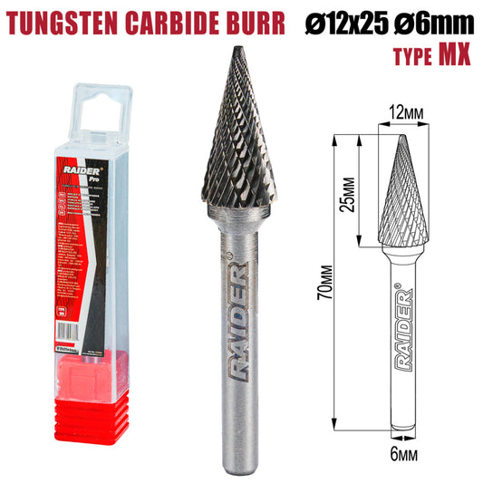 Raider Accessories Freza debavurare Tungsten Carbon tip MX ø12x25 ø6mm RDP