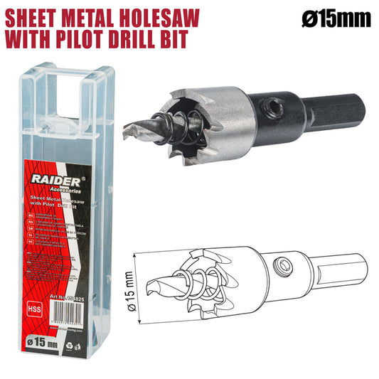 Raider Accessories Carota pentru tabla Ø15mm cu pilot HSS