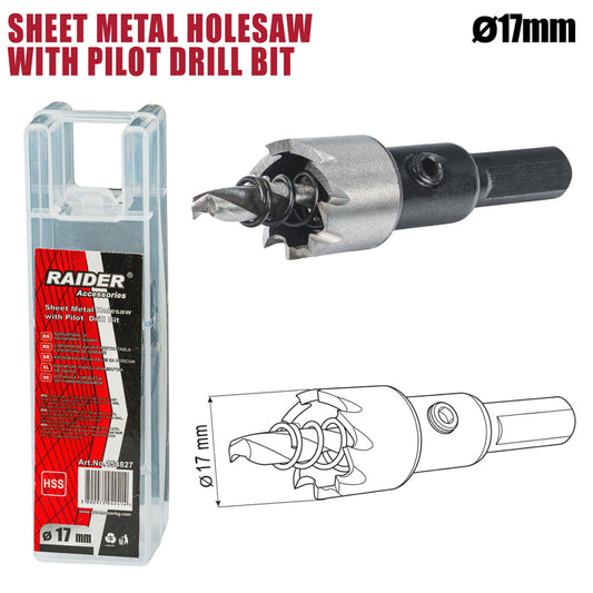 Raider Accessories Carota pentru tabla Ø17mm cu pilot HSS