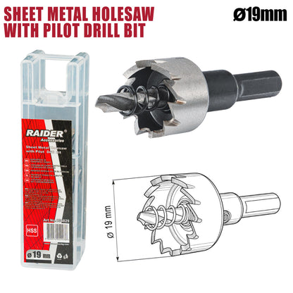Raider Accessories Carota pentru tabla Ø19mm cu pilot HSS