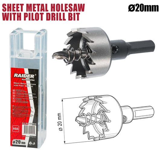 Raider Accessories Carota pentru tabla Ø20mm cu pilot HSS