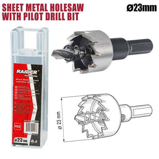 Raider Accessories Carota pentru tabla Ø23mm cu pilot HSS