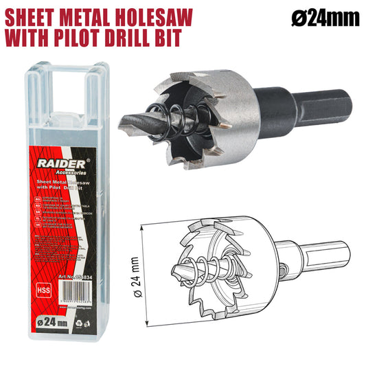 Raider Accessories Carota pentru tabla Ø24mm cu pilot HSS