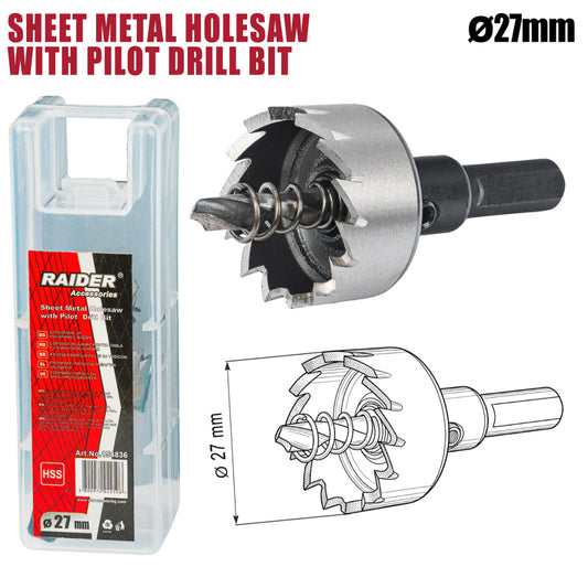 Raider Accessories Carota pentru tabla Ø27mm cu pilot HSS