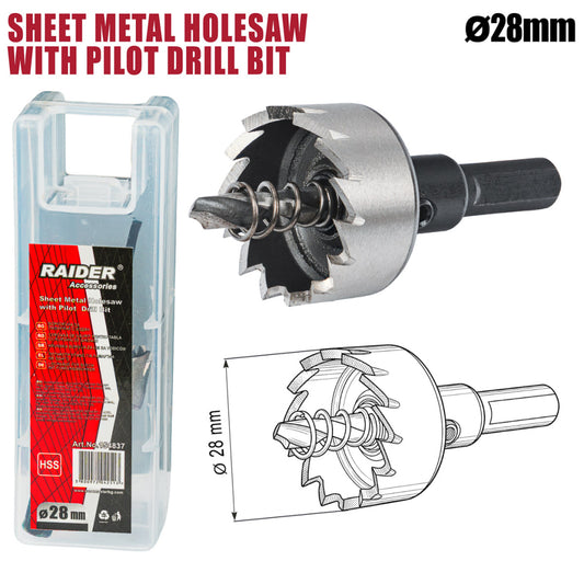 Raider Accessories Carota pentru tabla Ø28mm cu pilot HSS