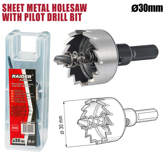 Raider Accessories Carota pentru tabla Ø30mm cu pilot HSS