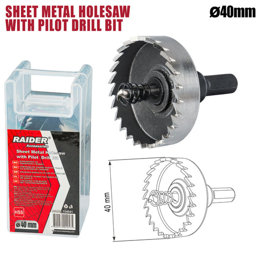 Raider Accessories Carota pentru tabla Ø40mm cu pilot HSS