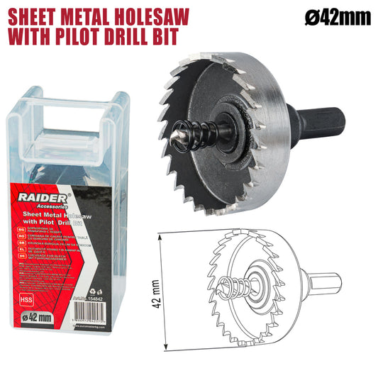Raider Accessories Carota pentru tabla Ø42mm cu pilot HSS