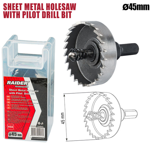 Raider Accessories Carota pentru tabla Ø45mm cu pilot HSS
