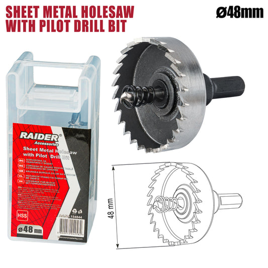 Raider Accessories Carota pentru tabla Ø48mm cu pilot HSS