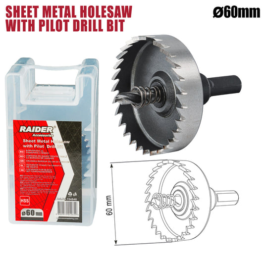 Raider Accessories Carota pentru tabla Ø60mm cu pilot HSS
