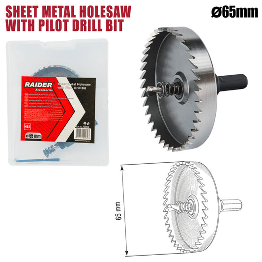 Raider Accessories Carota pentru tabla Ø65mm cu pilot HSS