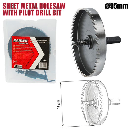 Raider Accessories Carota pentru tabla Ø95mm cu pilot HSS