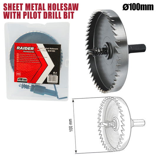 Raider Accessories Carota pentru tabla Ø100mm cu pilot HSS