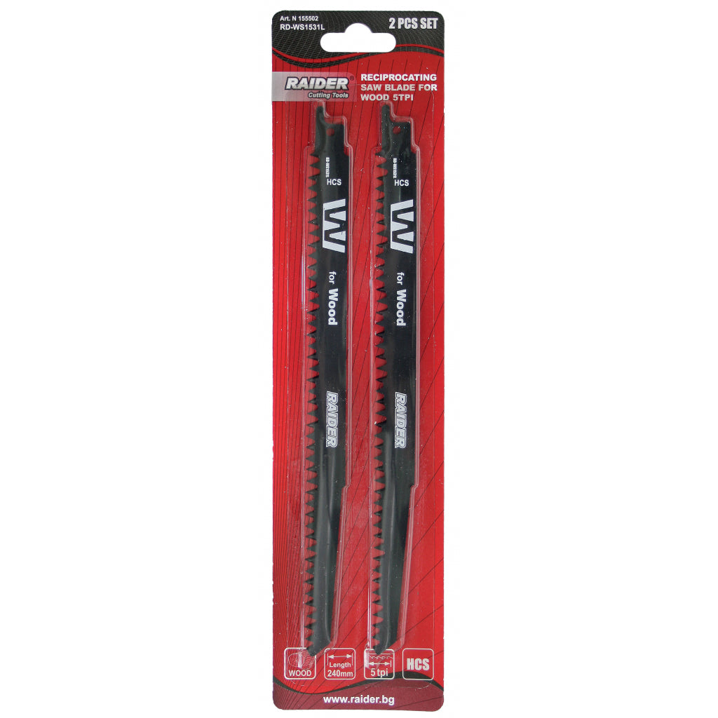 Raider Accessories Set 2 lame fierastrau sabie lemn 240x5.0mm 5TPI WS1531L